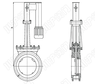 PZ273X、PZ273F、PZ273H、PZ273Y_電液動(dòng)刀型閘閥結(jié)構(gòu)圖