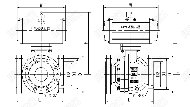 氣動三通球閥結構圖
