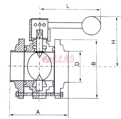 衛(wèi)生級(jí)三片式焊接蝶閥結(jié)構(gòu)圖